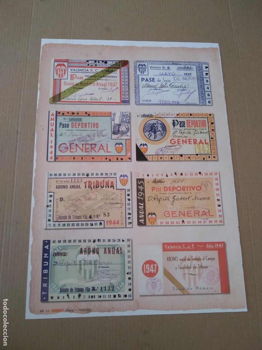 Otros Art&iacute;culos de Coleccionismo en Papel: HOJA REVISTA VALENCIA ACCESO A LA LEYENDA PASE ABONOS SOCIO PUBLICIDAD SANITAS