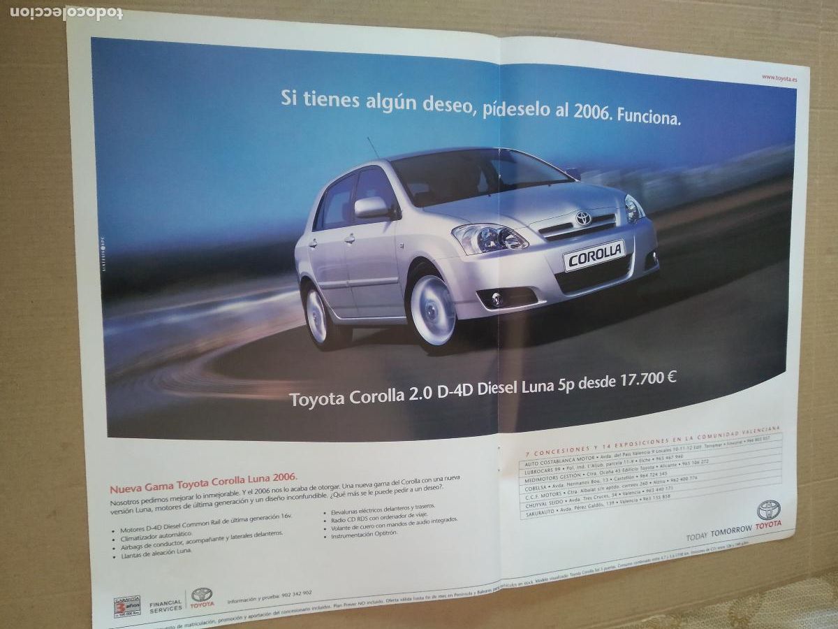 Otros Art&iacute;culos de Coleccionismo en Papel: HOJA REVISTA VALENCIA PUBLICIDAD POSTER COCHE TOYOTA EQUIPO PLANTILLA PUBLICIDAD VIRSO