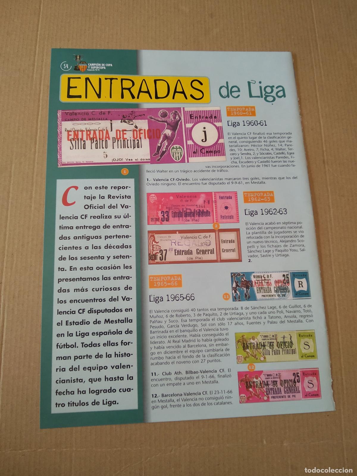 Otros Art&iacute;culos de Coleccionismo en Papel: HOJA REVISTA VALENCIA ENTRADAS LIGA MENDIETA CLAUDIO LOPEZ GERARD FARINOS