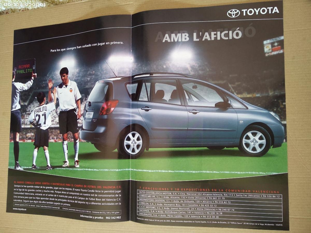 Otros Art&iacute;culos de Coleccionismo en Papel: HOJA REVISTA VALENCIA VS REAL MADRID BARAJA POSTER PUBLICIDAD TOYOTA COCHE GARCIA PITARCH ROBERTO