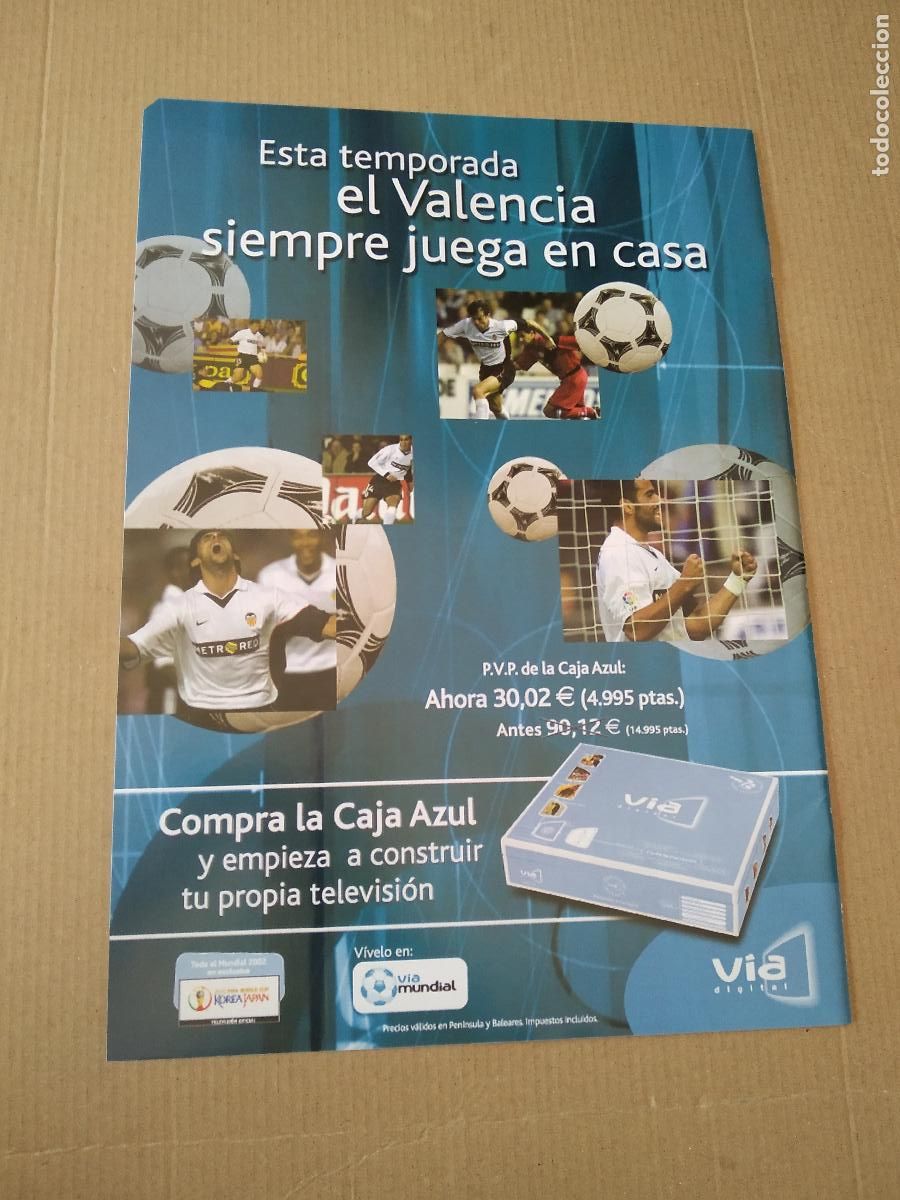 Outros artigos de papel: HOJA REVISTA VALENCIA PUBLICIDAD CAJA AZUL VIA DIGITAL FUTBOL BASE