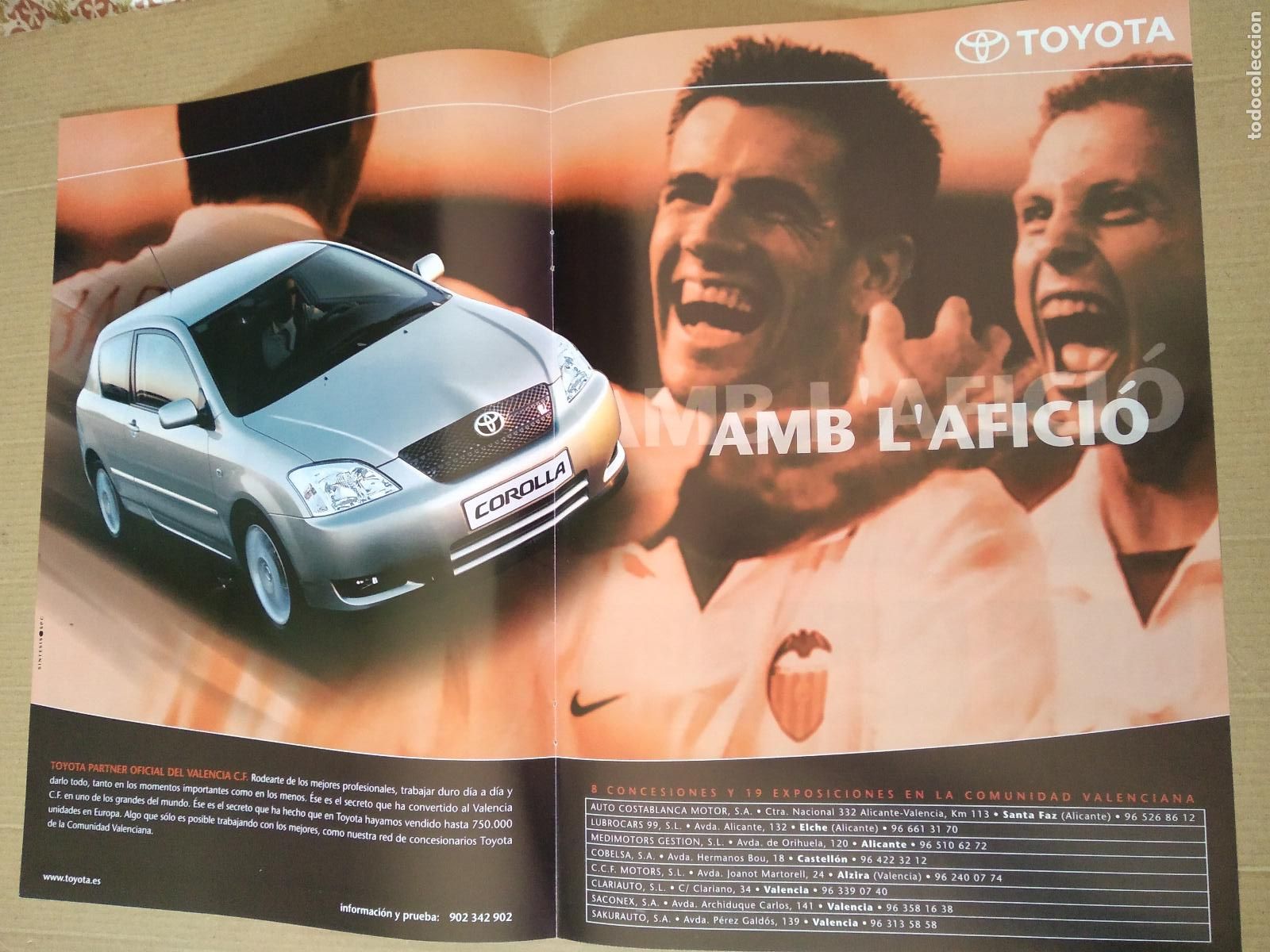 Otros Art&iacute;culos de Coleccionismo en Papel: HOJA REVISTA VALENCIA TIPO POSTER COCHE PUBLICIDAD TOYOTA AIMAR VS SEVILLA