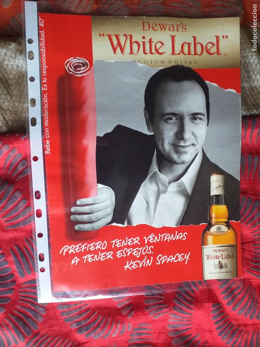 Outros artigos de papel: PUBLICIDAD-V91-HOJA-RECORTE-PRENSA-WHISKY WHITE LABEL-KEVIN SPACEY