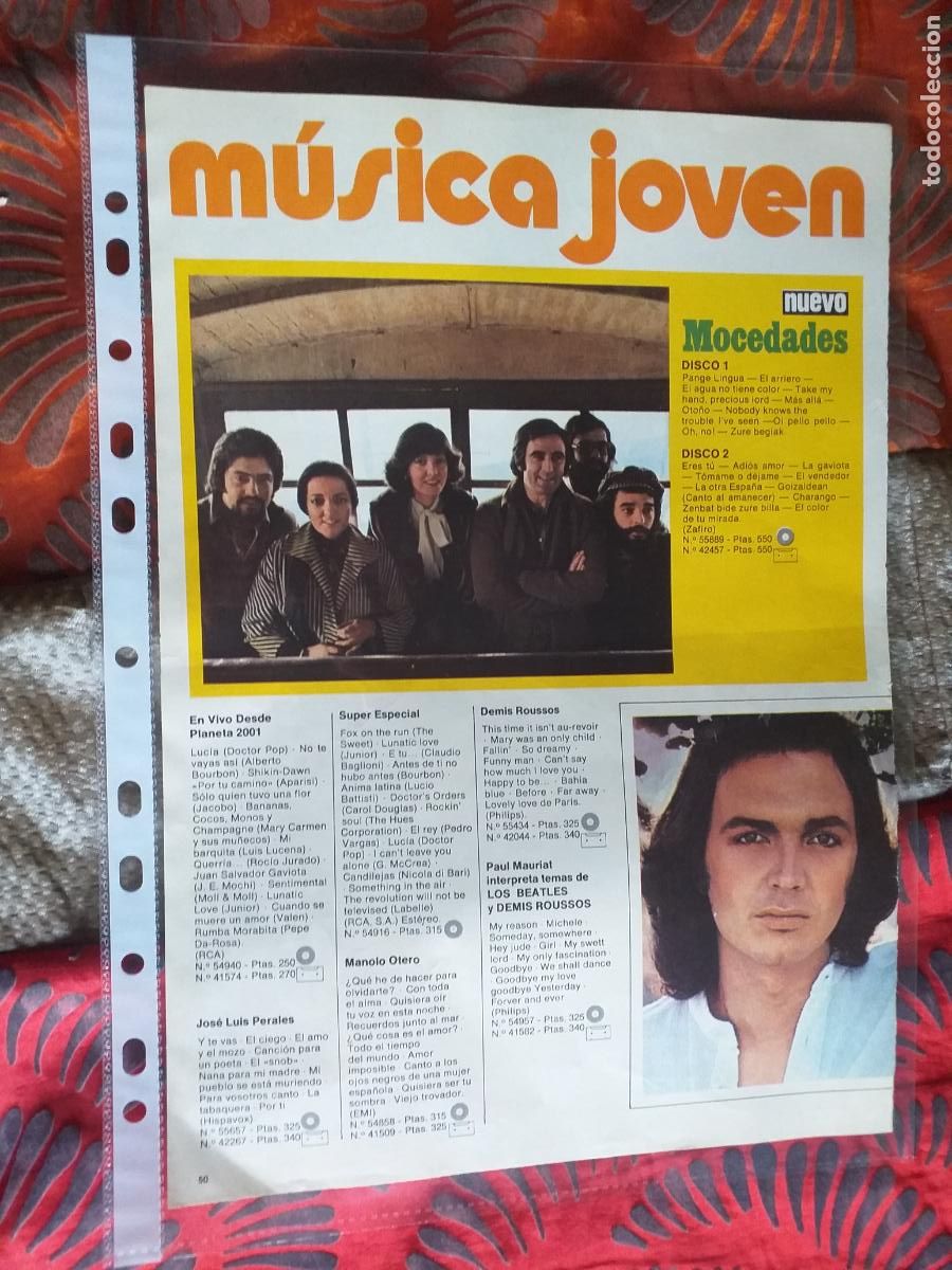 Otros Art&iacute;culos de Coleccionismo en Papel: PUBLICIDAD-V91-HOJA-RECORTE-PRENSA-MOCEDADES-CAMILO SESTO-BOB DYLAN