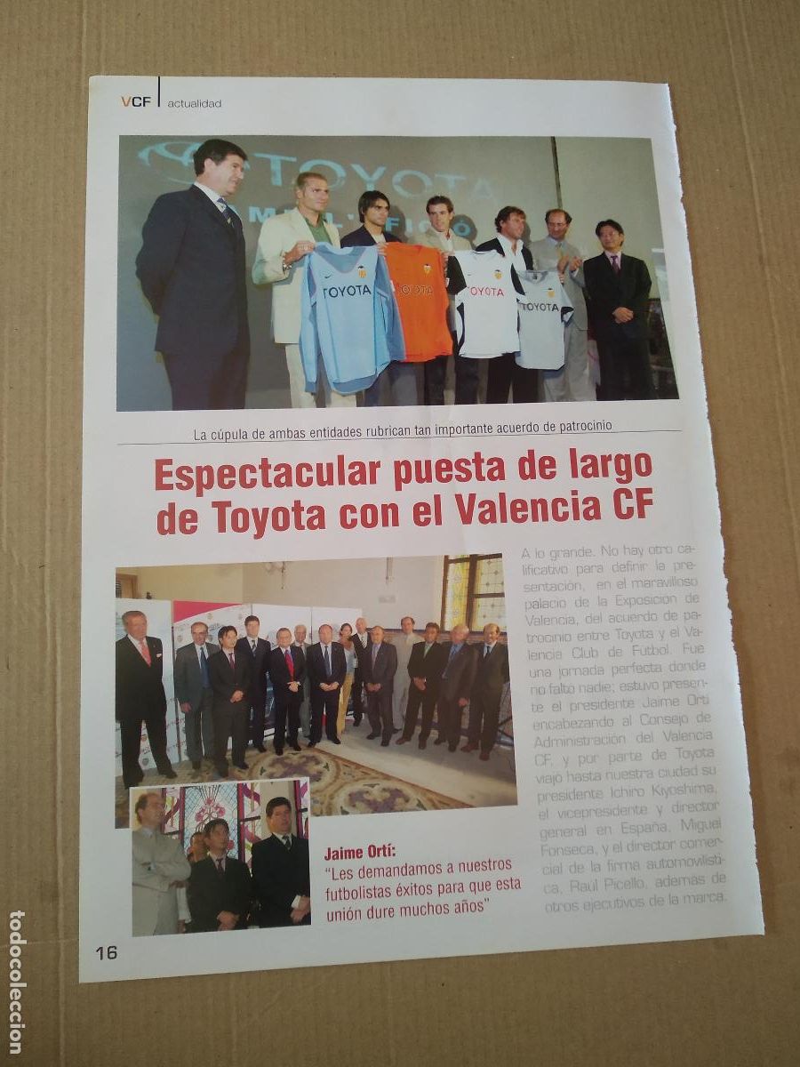 Otros Art&iacute;culos de Coleccionismo en Papel: HOJA REVISTA VALENCIA ESPECTACULAR PUESTA DE LARGO DE TOYOTA PUBLICIDAD CAMARENA GESTION DE RIESGOS