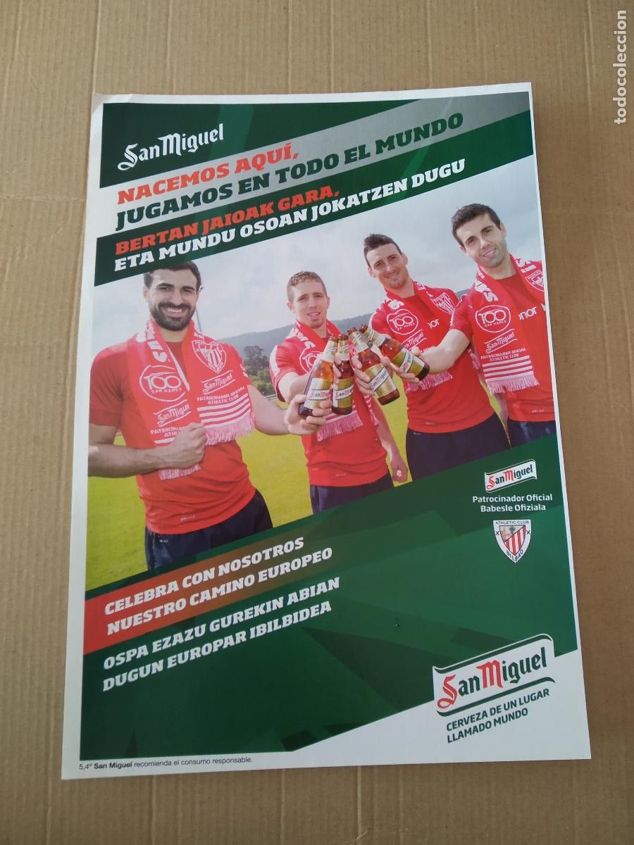 Otros Art&iacute;culos de Coleccionismo en Papel: HOJA REVISTA ATHLETIC CLUB PUBLICIDAD SAN MIGUEL MUNIAIN SUSAETA BALENZIAGA ADURIZ PATROCINADORES