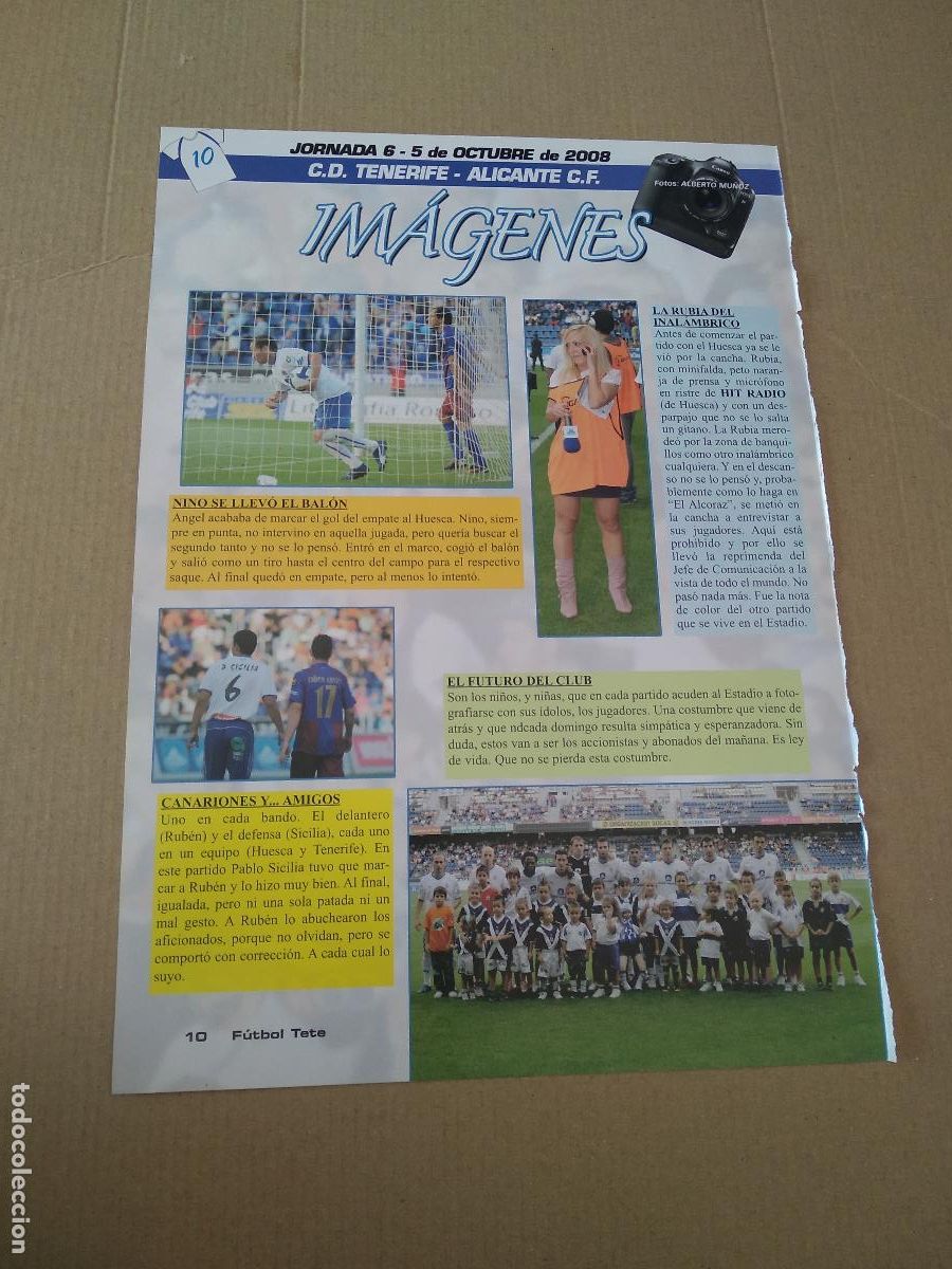 Otros art&iacute;culos de coleccionismo en papel: HOJA REVISTA TENERIFE EQUIPO PLANTILLA SICILIA RUBEN CASTRO NINO PUBLICIDAD COANSA SEAT