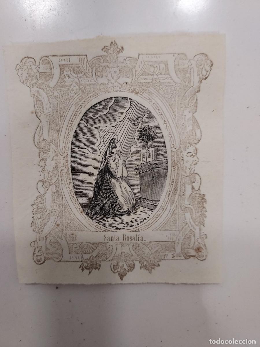 Otros art&iacute;culos de coleccionismo en papel: GRABADO ESTAMPA RELIGIOSA ANTIGUA SANTA ROSAL&Iacute;A SIGLO XIX. 8,5x7 CM