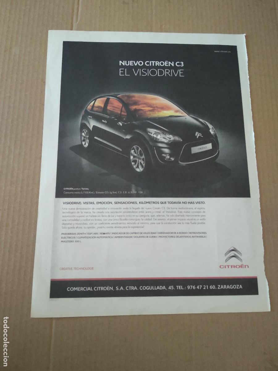 Otros Art&iacute;culos de Coleccionismo en Papel: HOJA REVISTA ZARAGOZA PUBLICIDAD CITROEN COCHE REBAJAS TIENDA OFICIAL