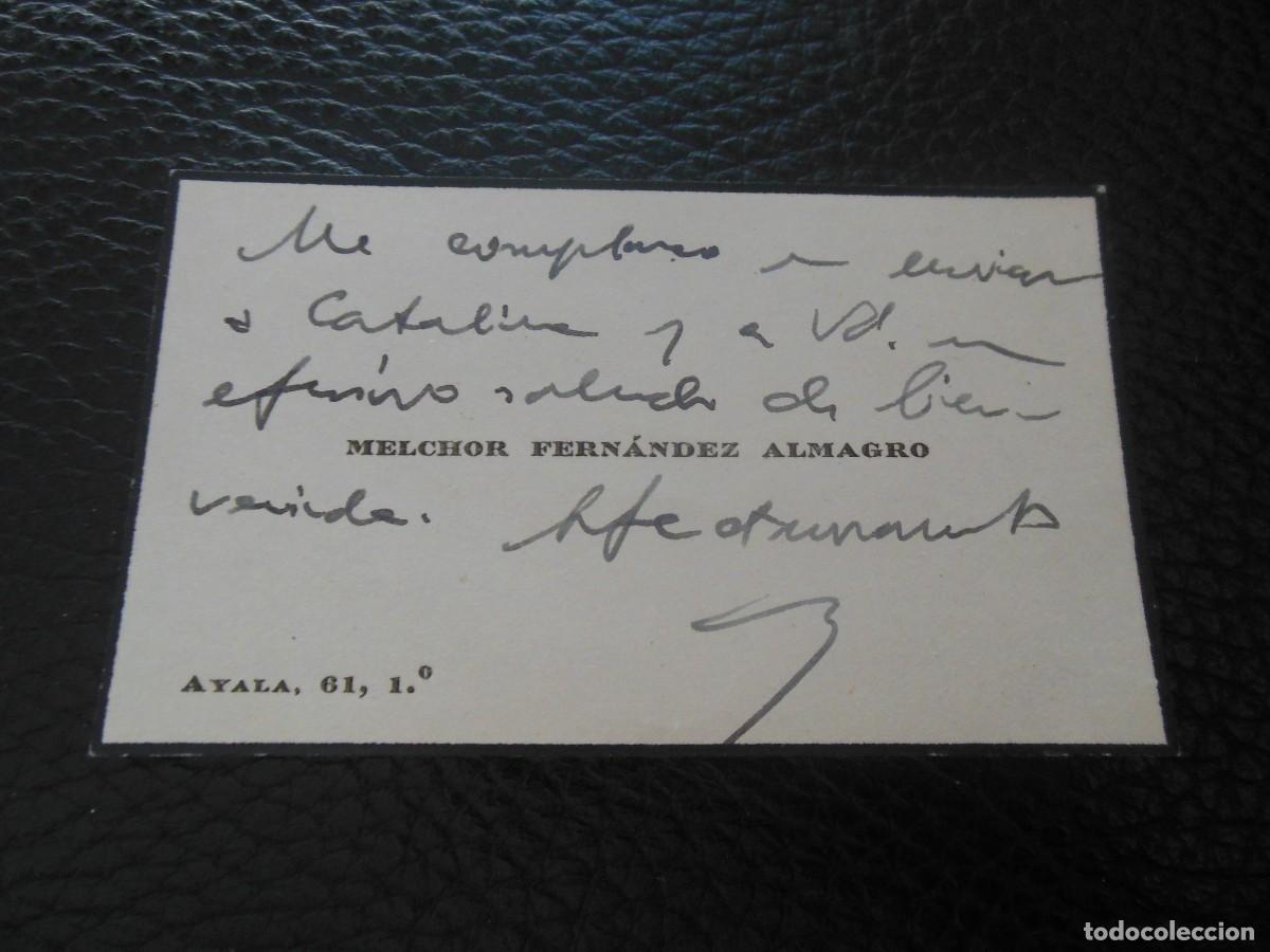 Otros Art&iacute;culos de Coleccionismo en Papel: TARJETA DE VISITA DEL MELCHOR FERNANDEZ ALMAGRO - NATURAL DE GRANADA MADRID
