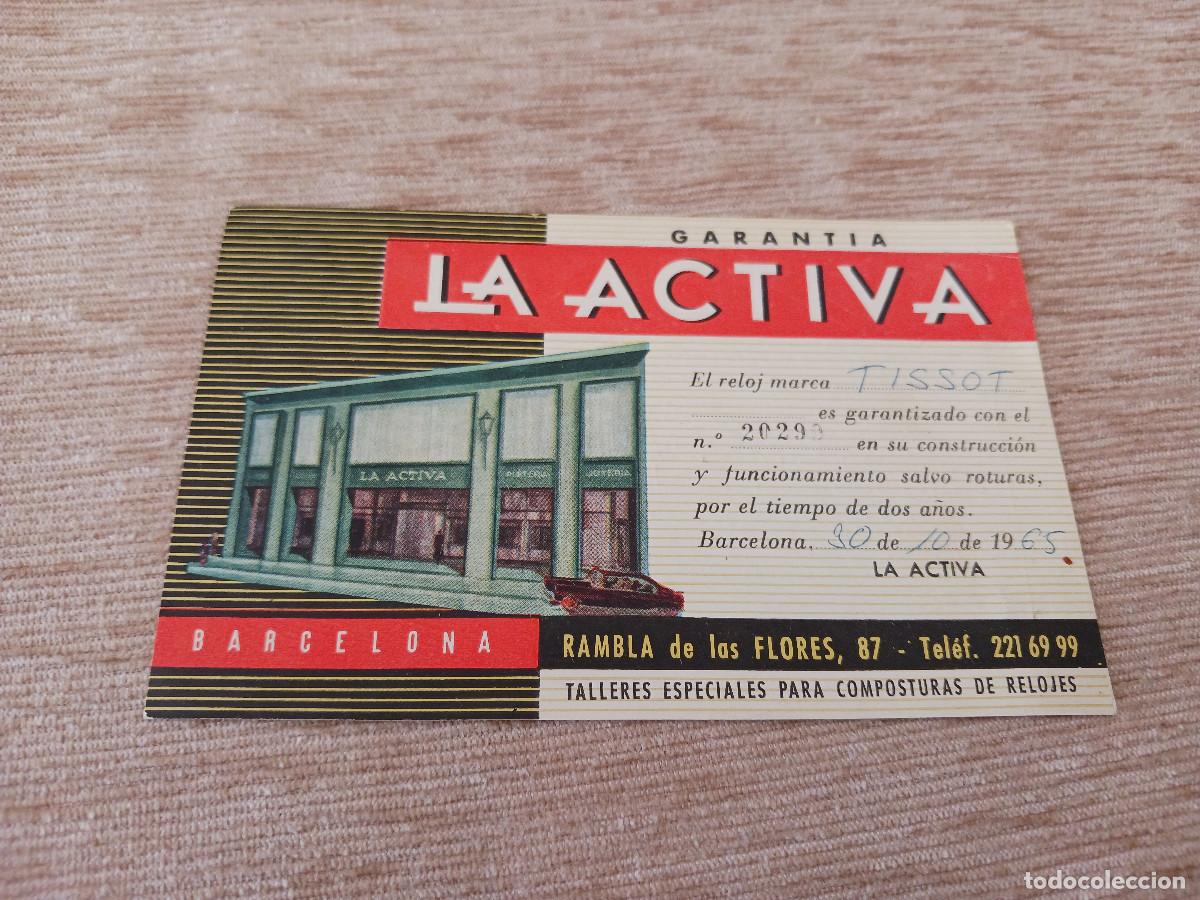 Otros Art&iacute;culos de Coleccionismo en Papel: Reloj Marca tissot - Garant&iacute;a La Activa - Barcelona - 30.10.1965