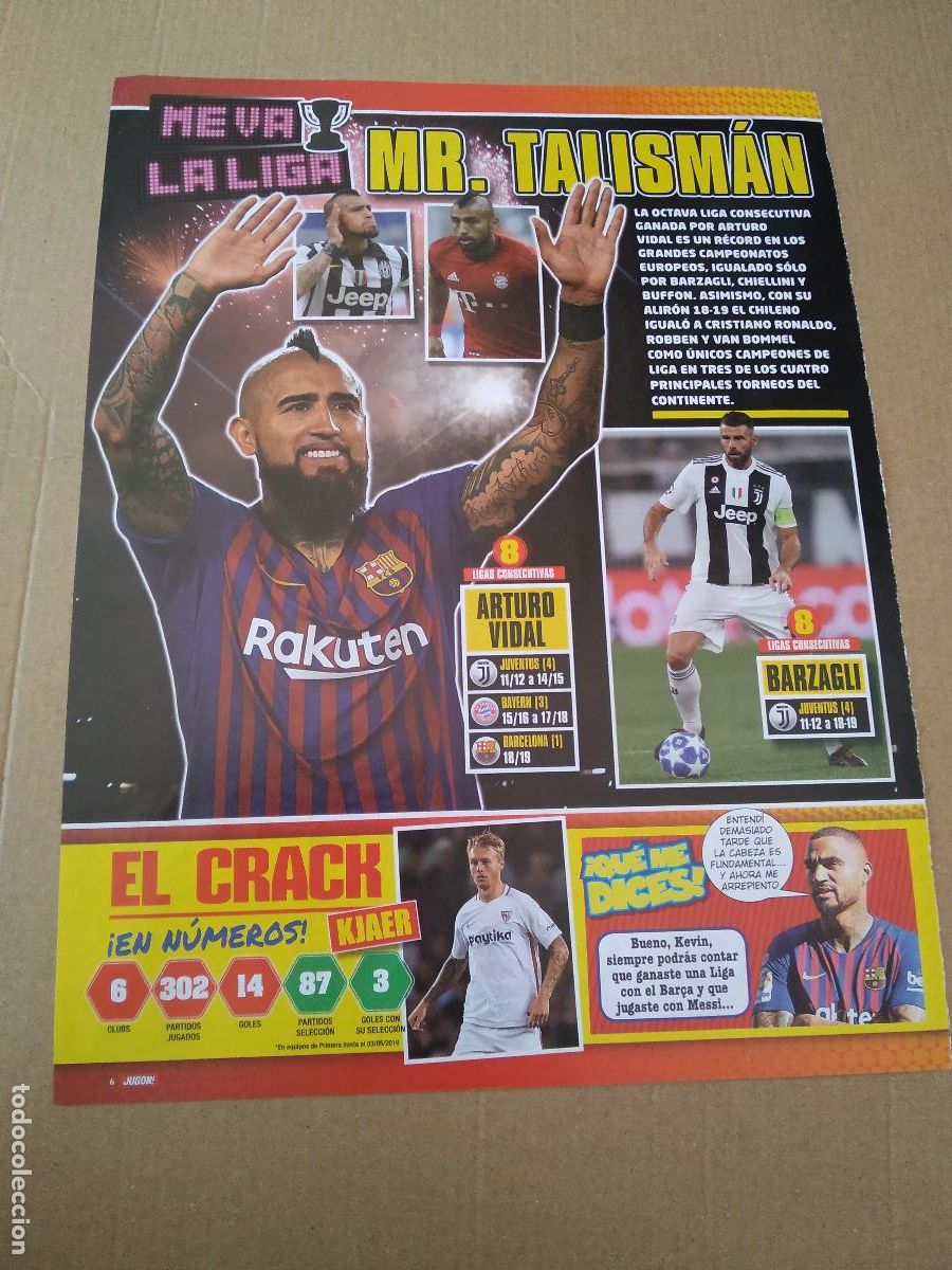 Otros Art&iacute;culos de Coleccionismo en Papel: HOJA REVISTA JUGON ARTURO VIDAL BARZAGLI EQUIPO PLANTILLA MESSI GENTO PIRRI MOTTA ROBINSON ZIDANE