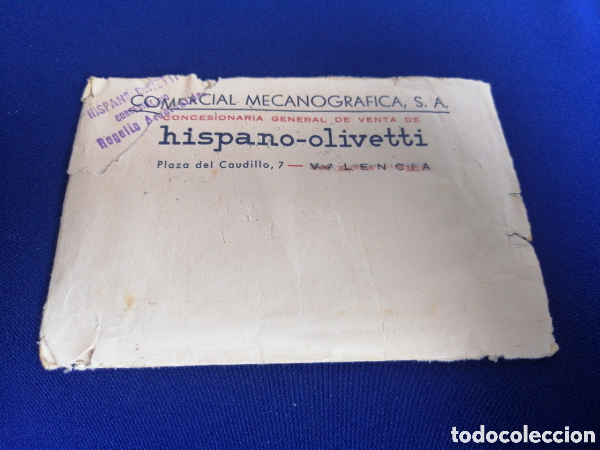 Otros Art&iacute;culos de Coleccionismo en Papel: HISPANO-OLIVETTI COMERCIAL MECANOGRAF&Iacute;A - CONCESIONARIO - VALENCIA - SOBRE