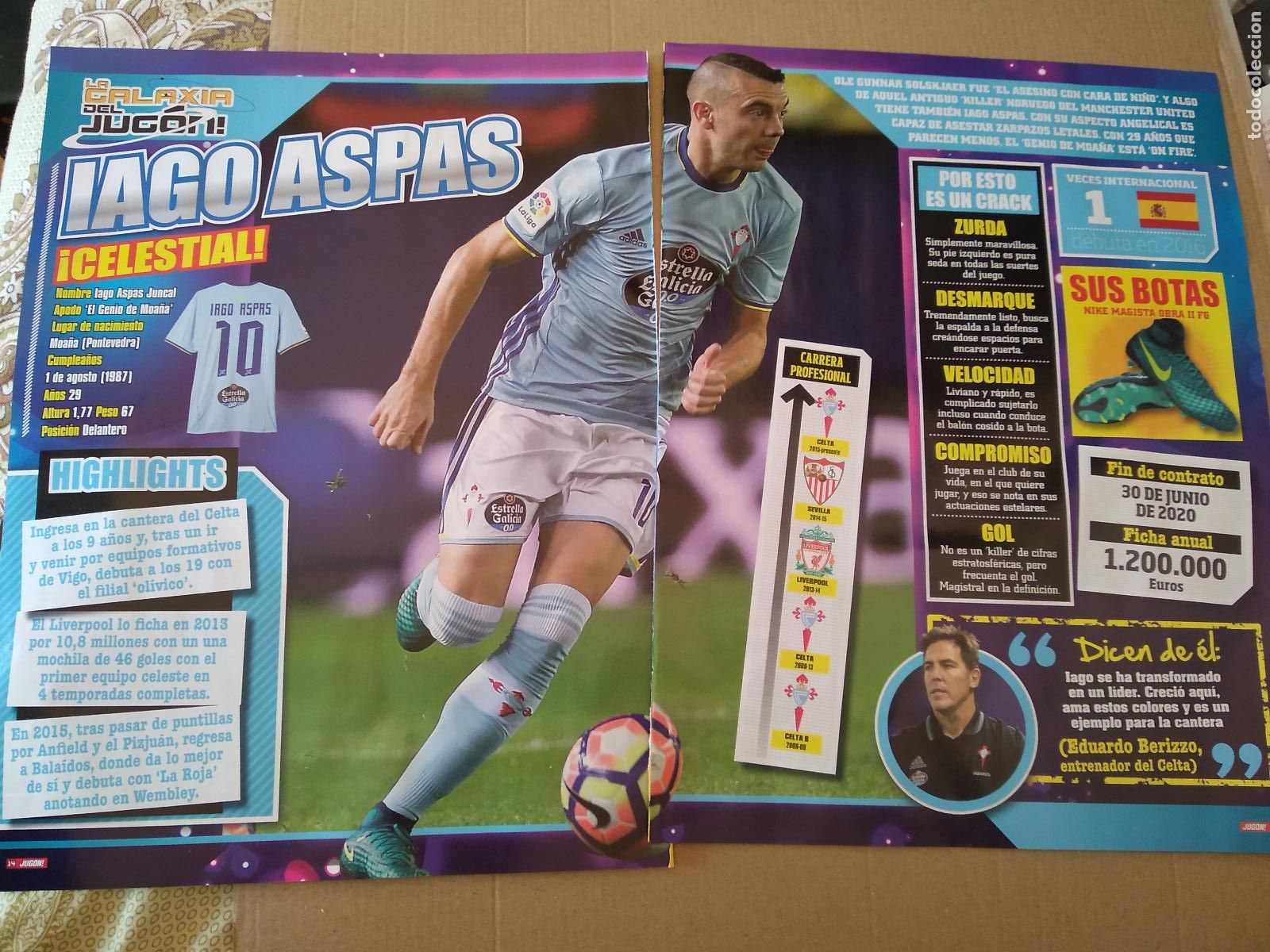 Otros Art&iacute;culos de Coleccionismo en Papel: HOJA REVISTA JUGON TIPO REPORTAJE POSTER IAGO ASPAS CELTA DE VIGO CRISTIANO RONALDO REAL MADRID
