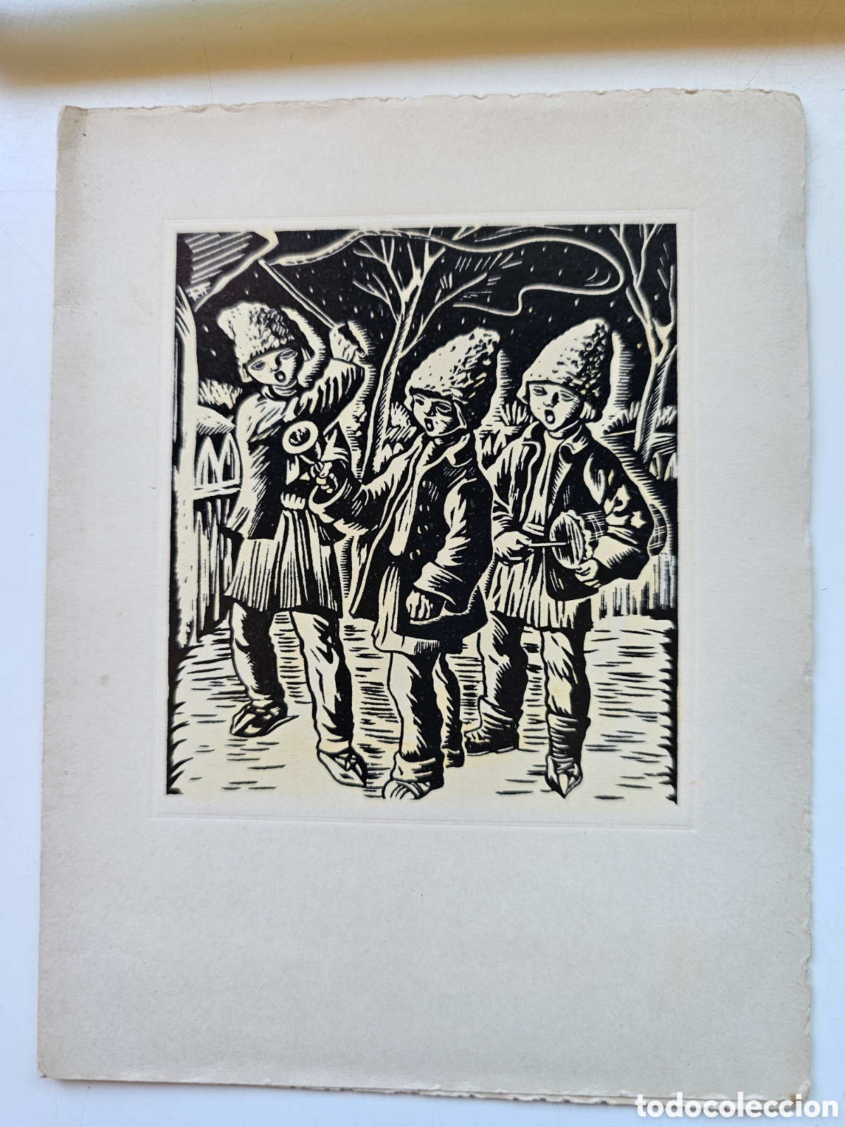 Otros Art&iacute;culos de Coleccionismo en Papel: Tarjeta de felicitaci&oacute;n Navidad de 1958 Antonio Farreras, Sitges 1958. Xilograf&iacute;a ?