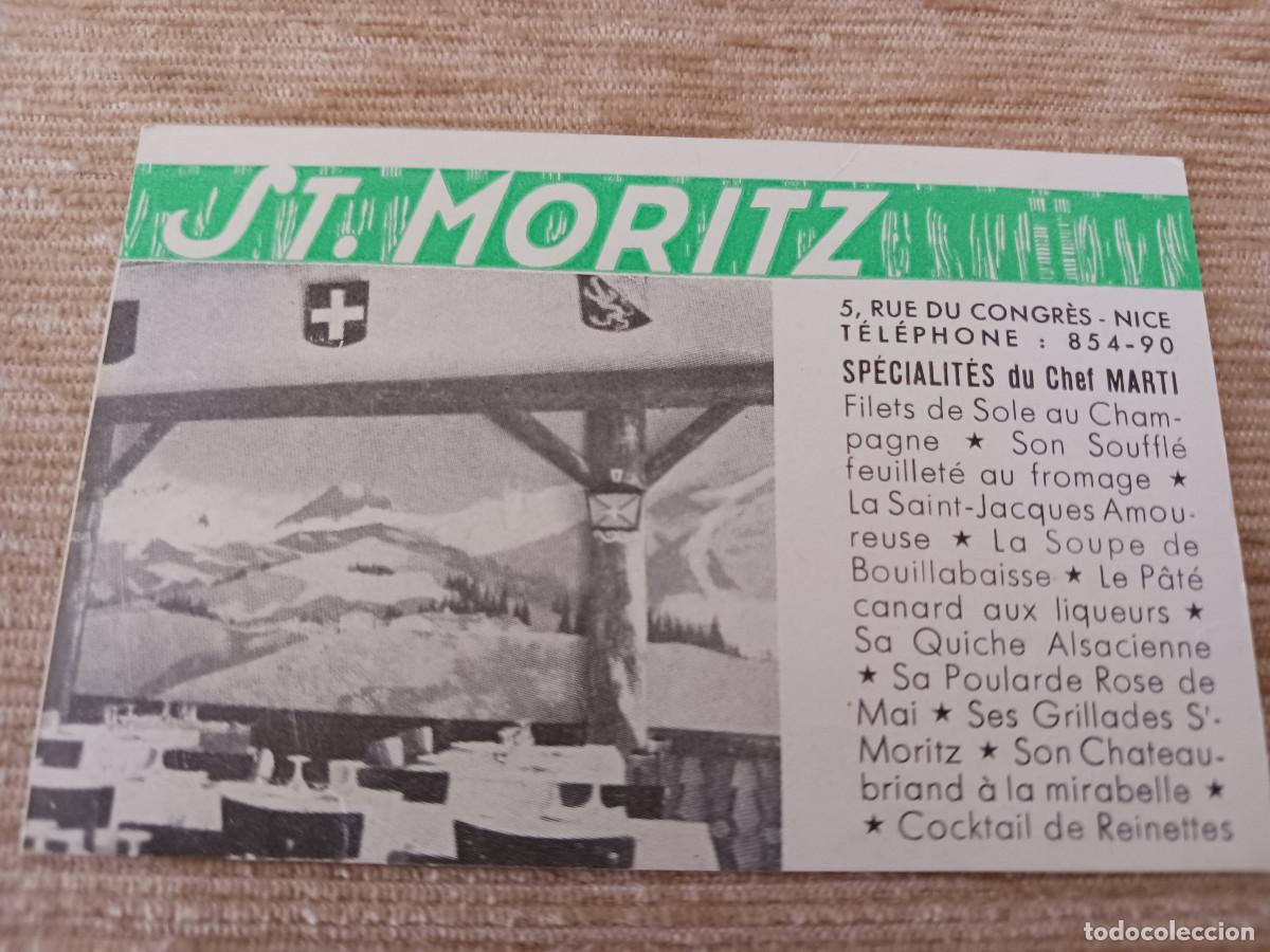 Otros Art&iacute;culos de Coleccionismo en Papel: antigua tarjeta de restaurant st. moritz, nice