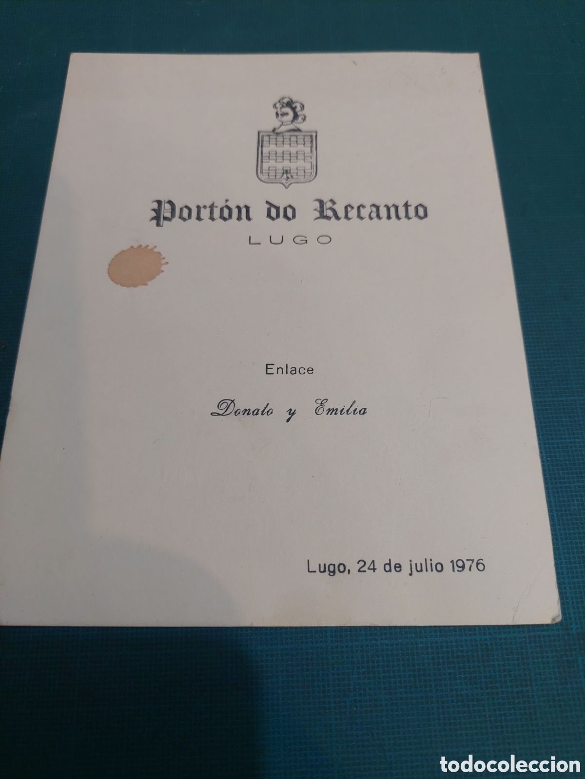 Paper Collecting Others: Lugo PORTON DO RECANTO RESTAURANTES MENU 1976
