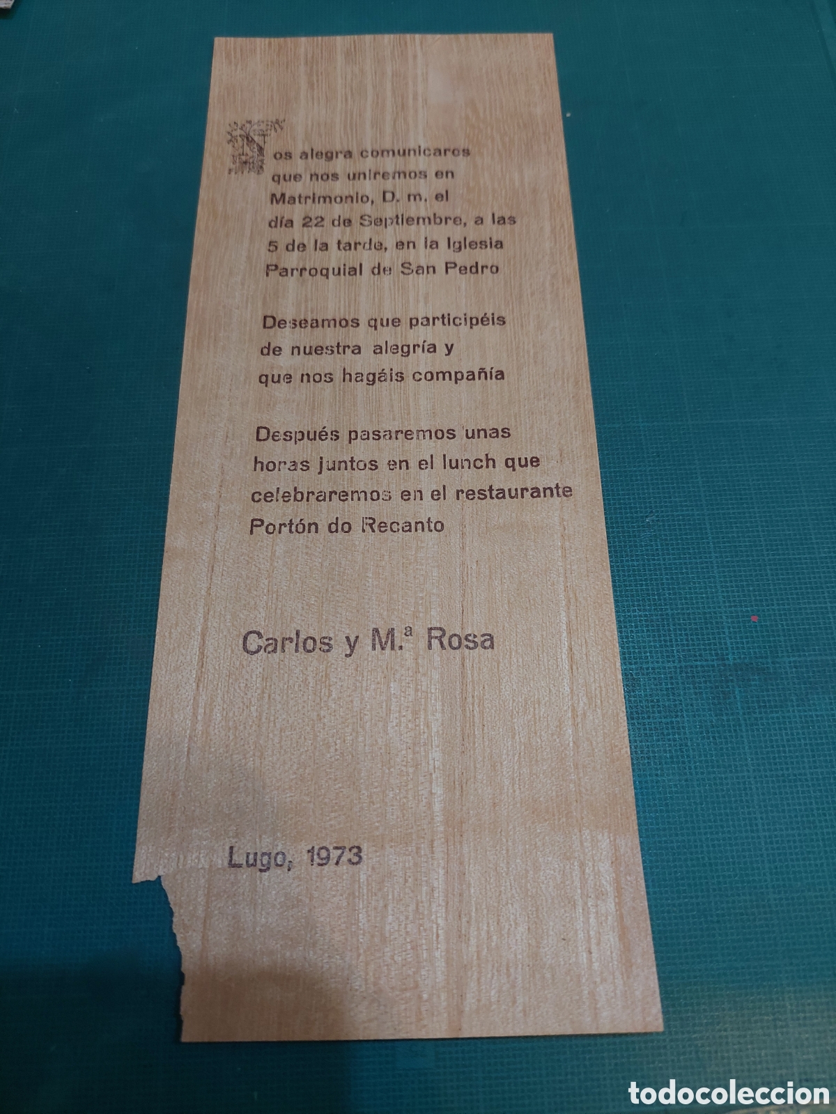 Paper Collecting Others: 1973 LUGO INVUTACION MATRIMONIO IGLESIA SAN PEDRO