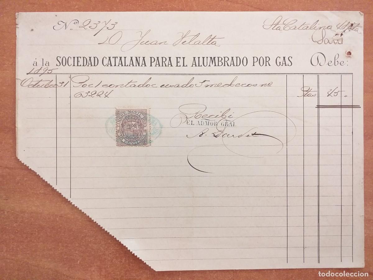 Sammelleidenschaft Andere Papierartikel: 1895 RECIBO DE PAGO CON TIMBRE M&Oacute;VIL DE 10 C&Eacute;NTIMOS