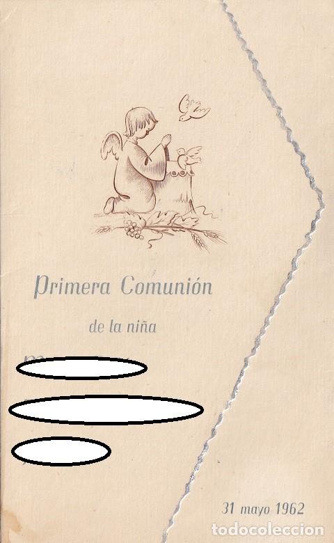 Otros art&iacute;culos de coleccionismo en papel: Tr&iacute;ptico en forma de sobre 1962 / Primera Comuni&oacute;n - Men&uacute; / Club Cayuco