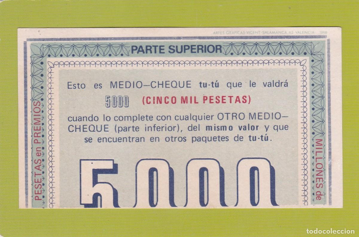 Otros Art&iacute;culos de Coleccionismo en Papel: MEDIO CHEQUE DE 5000 PESETAS (PARTE SUPERIOR) DETERGENTE TU-T&Uacute;. DOSLI, S.A.