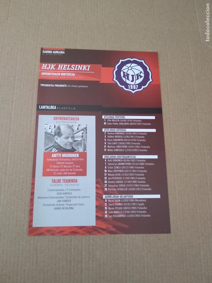 Otros art&iacute;culos de coleccionismo en papel: HOJA REVISTA ATHLETIC CLUB BILBAO HJK HELSINKI PUBLICIDAD SEAT