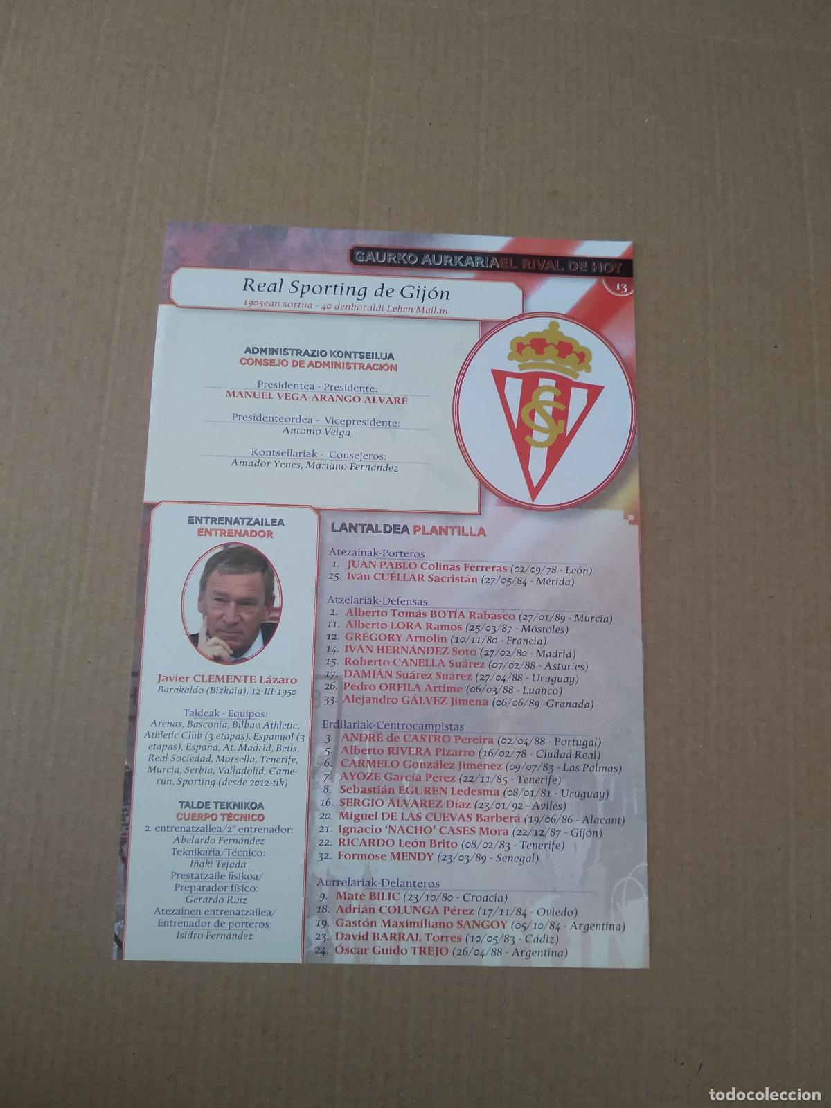 Otros art&iacute;culos de coleccionismo en papel: HOJA REVISTA ATHLETIC CLUB BILBAO RIVAL DE HOY SPORTING DE GIJON PUBLICIDAD SEAT