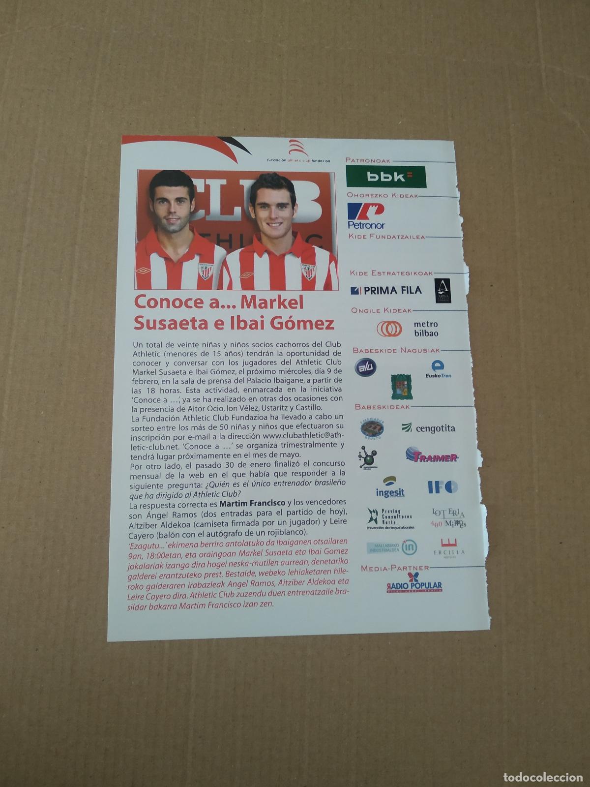 Otros Art&iacute;culos de Coleccionismo en Papel: HOJA REVISTA ATHLETIC CLUB BILBAO SUSAETA IBAI GOMEZ ATHLETIC DE CAPARROS MEJOR MOMENTO