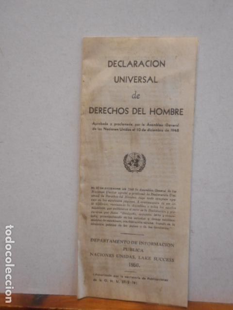 Collectionnisme Papier divers: DECLARACI&Oacute;N UNIVERSAL DE DERECHOS DEL HOMBRE. NACIONES UNIDAS, LAKE SUCCESS 1950