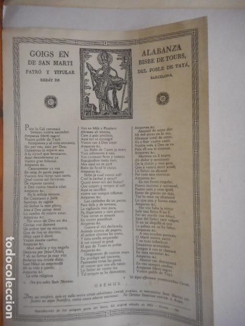 Otros Art&iacute;culos de Coleccionismo en Papel: GOIGS EN ALABANZA DE SAN MARTI BISBE DE TOURS, PATR&Oacute; Y TITULAR DEL POBLE DE TAY&Aacute;.