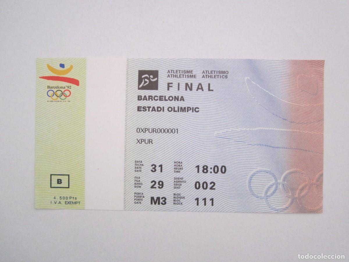 Otros art&iacute;culos de coleccionismo en papel: ENTRADA ESTADI OLIMPIC FINAL ATLETISMO BARCELONA 92