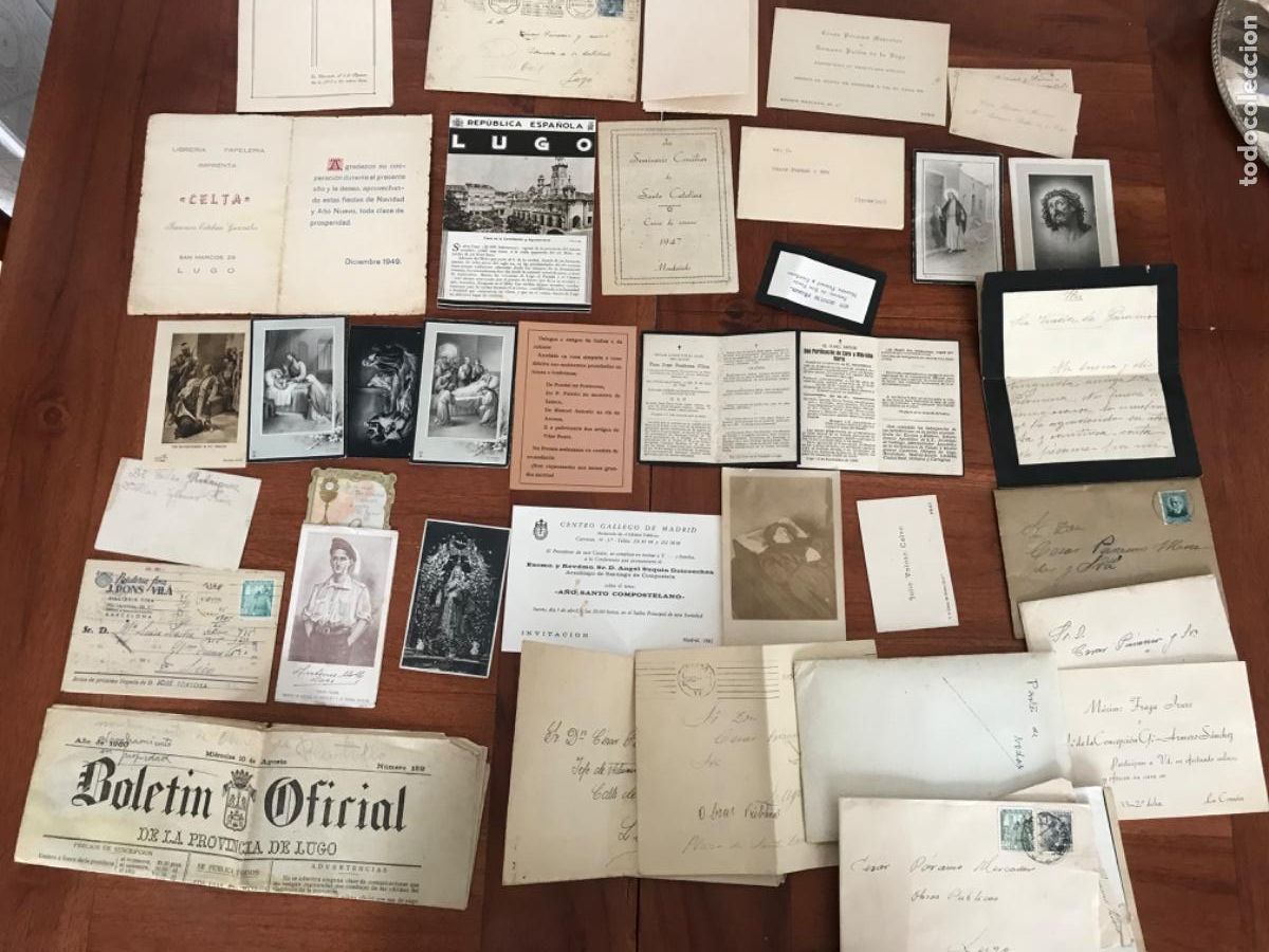 Otros art&iacute;culos de coleccionismo en papel: Lugo, Miscelanea de folletos, cartas y recordatorios varios. Galicia