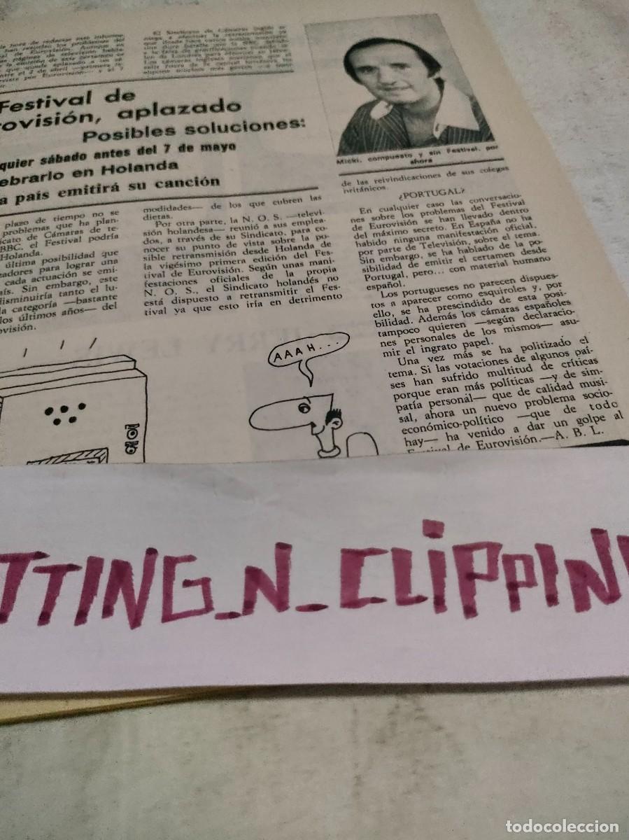 Otros Art&iacute;culos de Coleccionismo en Papel: Clipping CH772803 EUROVISION