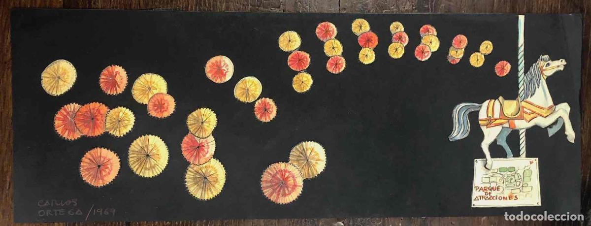 Sammelleidenschaft Andere Papierartikel: MONTAJE COLLAGE PARQUE DE ATRACCIONES. FIRMADO CARLOS ORTEGA, A&Ntilde;O 1969
