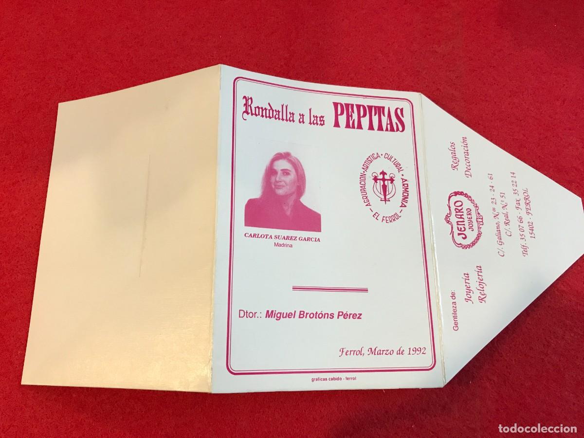 Collectionnisme Papier divers: FOLLETO. RONDALLA A LAS PEPITAS. AGRUPACI&Oacute;N ARMON&Iacute;A. 1992. FERROL