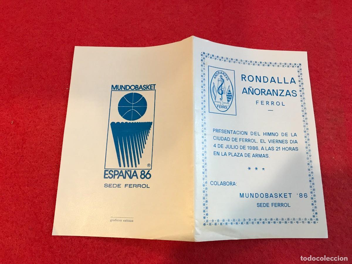 Paper Collecting Others: FOLLETO. RONDALLA A&Ntilde;ORANZAS. 1986. FERROL. MUNDOBASKET. HIMNO DE FERROL