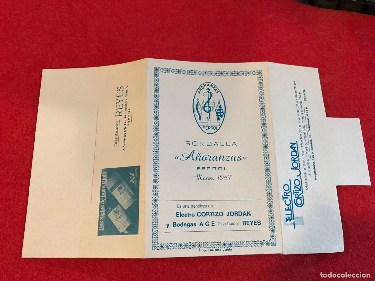 Collectionnisme Papier divers: FOLLETO. RONDALLA A LAS LAS PEPITAS. RONDALLA A&Ntilde;ORANZAS. 1987. FERROL.