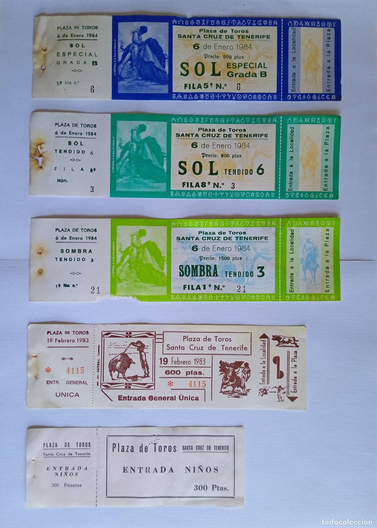 Outros artigos de papel: LOTE DE 5 ENTRADAS DE TOROS - PLAZA DE S/C. DE TENERIFE 1983 Y 1984