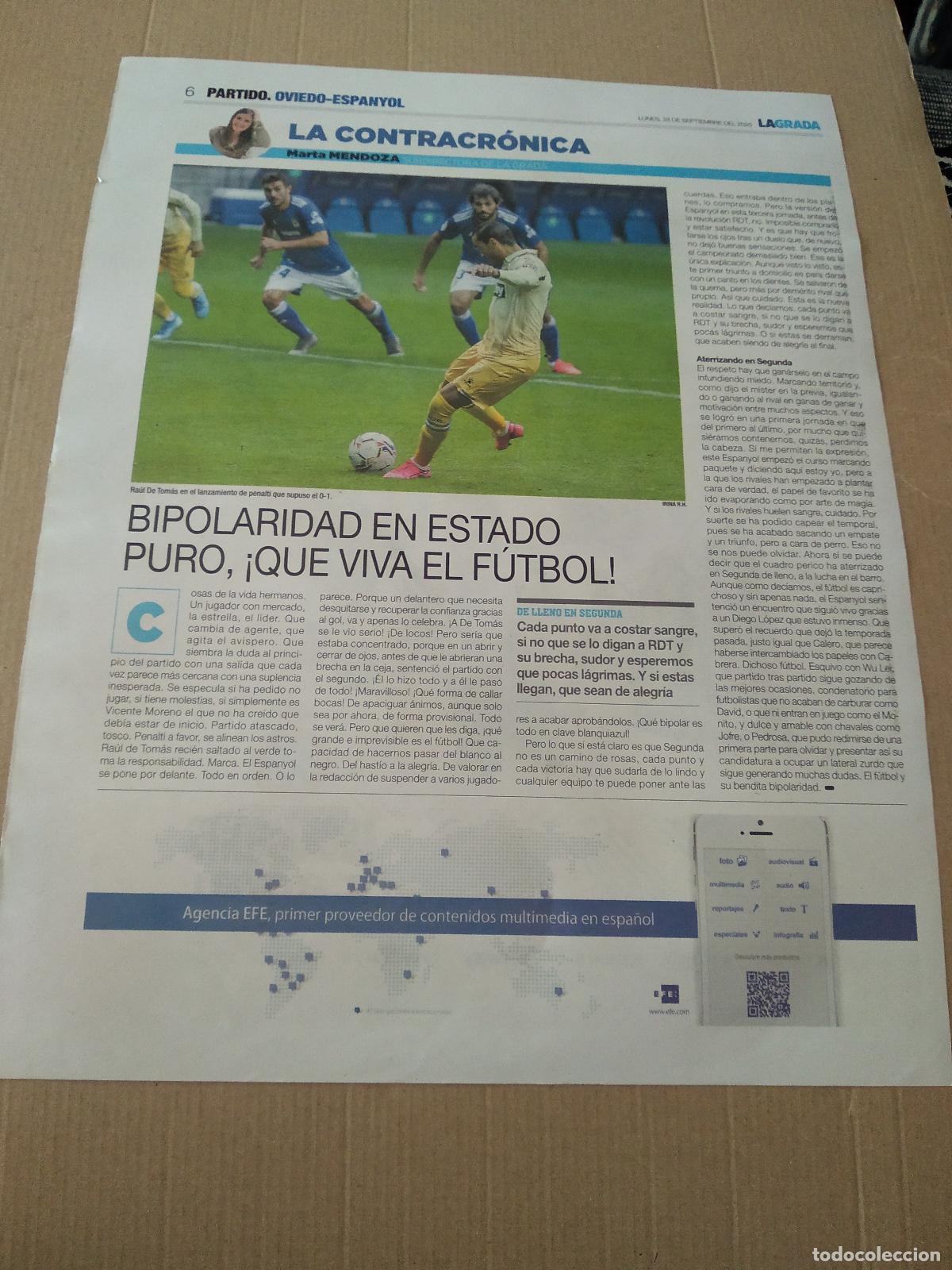 Otros art&iacute;culos de coleccionismo en papel: HOJA DIARIO LA GRADA ABONAMENTS 20-21 ESPANYOL VS OVIEDO RAUL DE TOMAS RDT