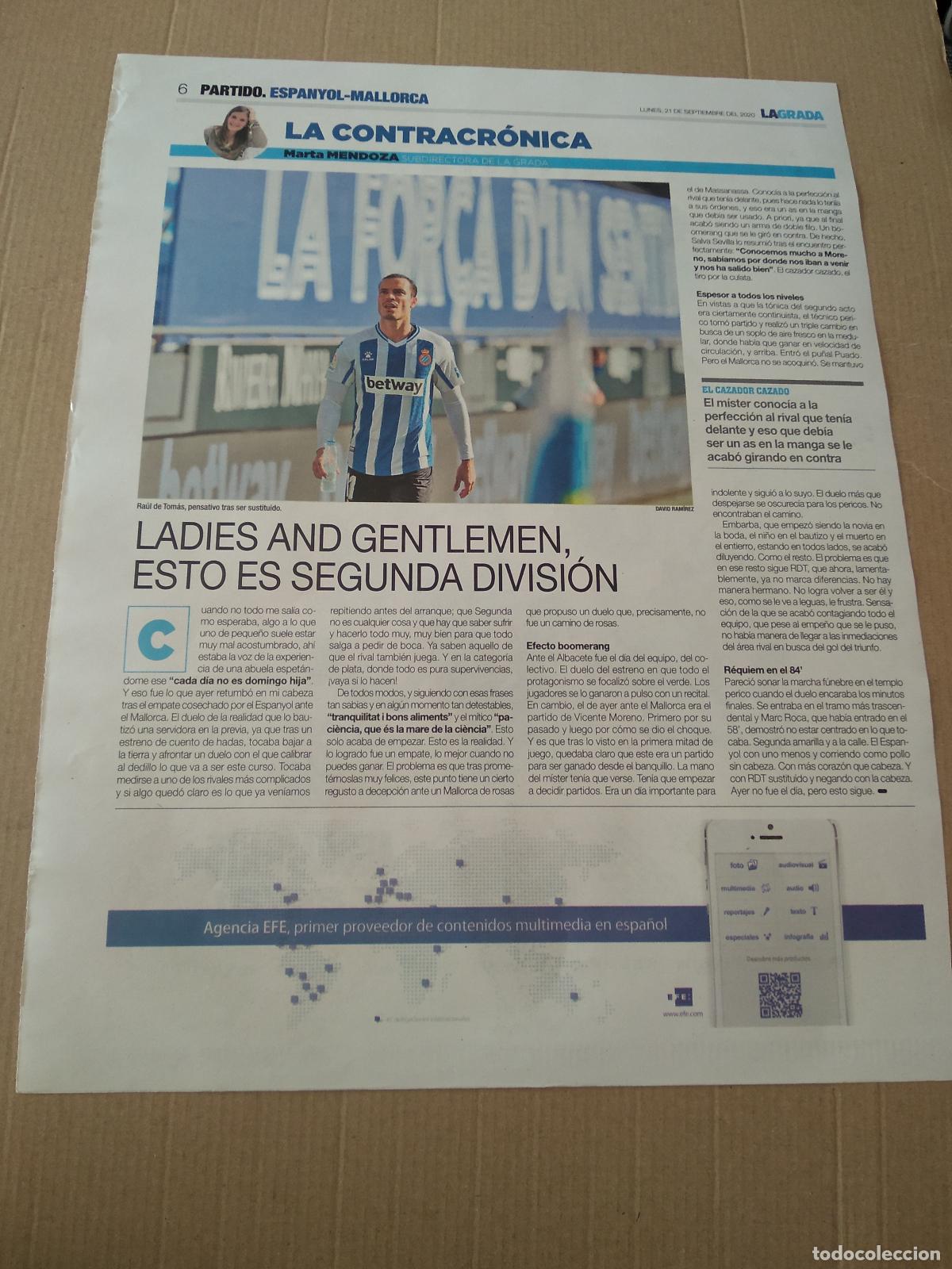 Otros art&iacute;culos de coleccionismo en papel: HOJA DIARIO LA GRADA ABONAMENTS 20-21 ESPANYOL VS MALLORCA RAUL DE TOMAS RDT ESTO ES SEGUNDA DIVISIO