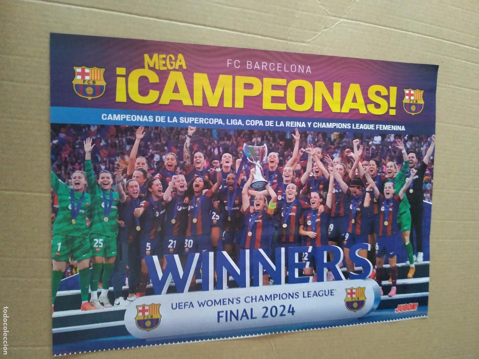 Otros Art&iacute;culos de Coleccionismo en Papel: HOJA REVISTA JUGON POSTER BAR&Ccedil;A BARCELONA FEMENINO CAMPEON CHAMPIONS REAL MADRID 23-24