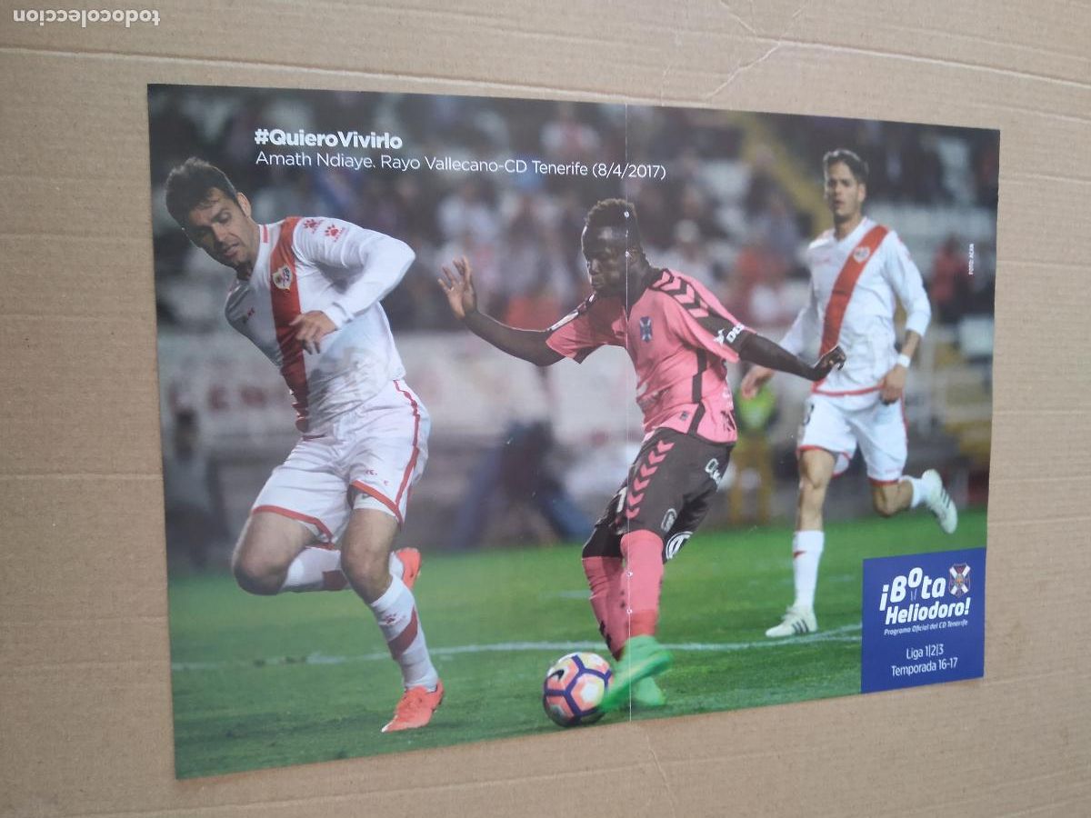 Collectionnisme Papier divers: HOJA REVISTA TENERIFE POSTER AMATH NDIAYE VS DORADO RAYO VALLECANO OMAR PERDOMO JORGE SAENZ