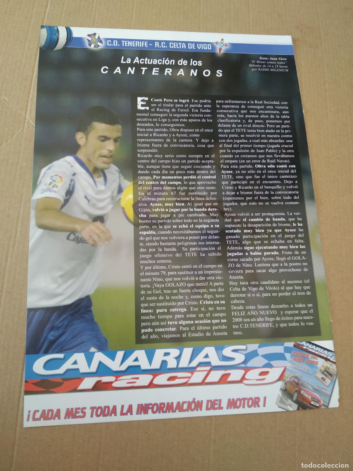 Otros Art&iacute;culos de Coleccionismo en Papel: HOJA REVISTA TENERIFE RICARDO ACTUACION DE LOS CANTERANOS PUBLICIDAD MITSUBISHI