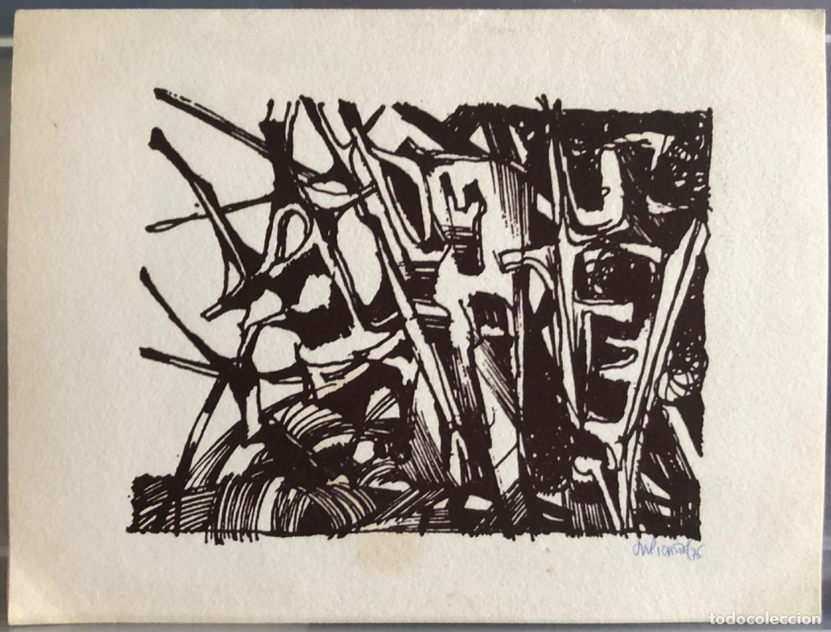 Otros Art&iacute;culos de Coleccionismo en Papel: FELICITACI&Oacute;N HOTEL SUIZO, SANT HILARI SACALM - NAVIDAD 76/77 -Dibujo(GRABADO) de Pica&ntilde;ol,firmado