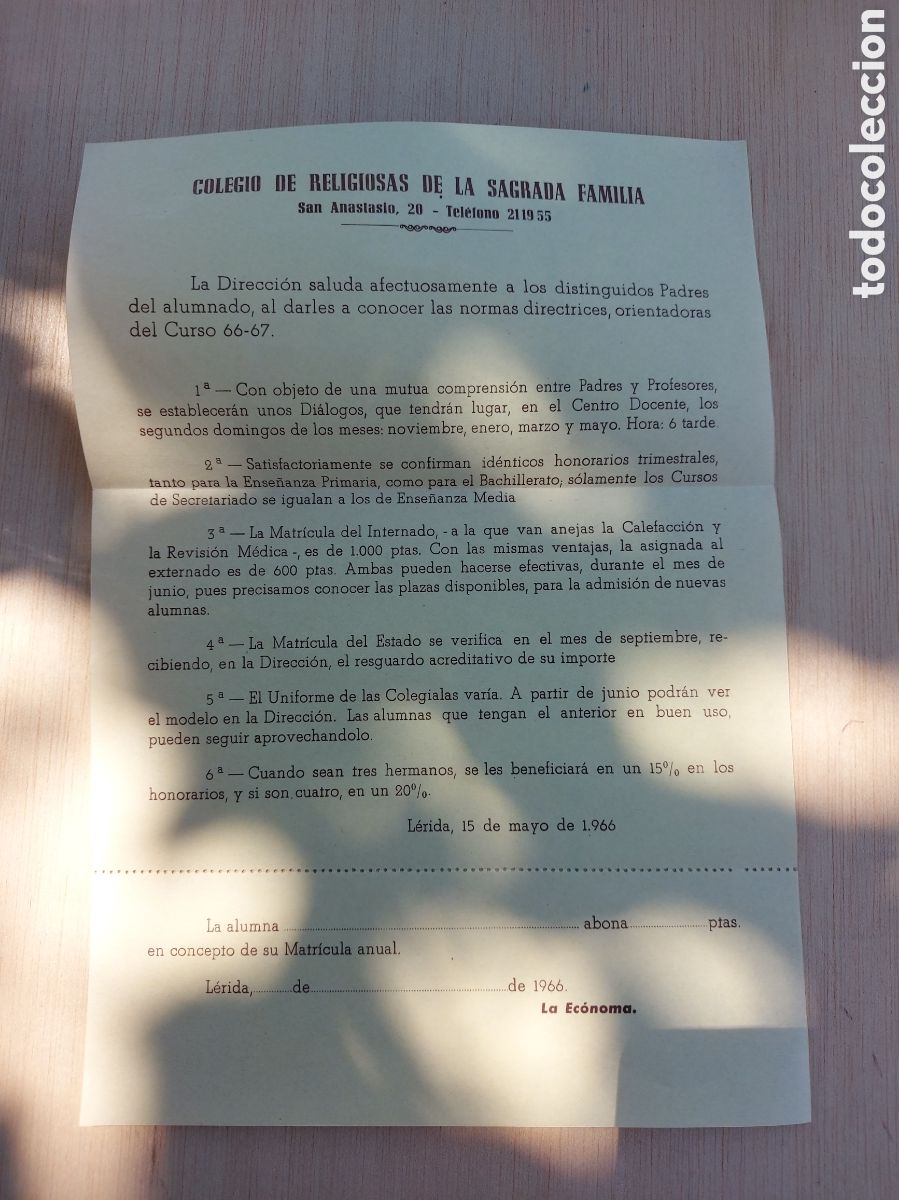 Otros Art&iacute;culos de Coleccionismo en Papel: COLEGIO DE LAS RELIGIOSAS DE LA SAGRADA FAMILIA