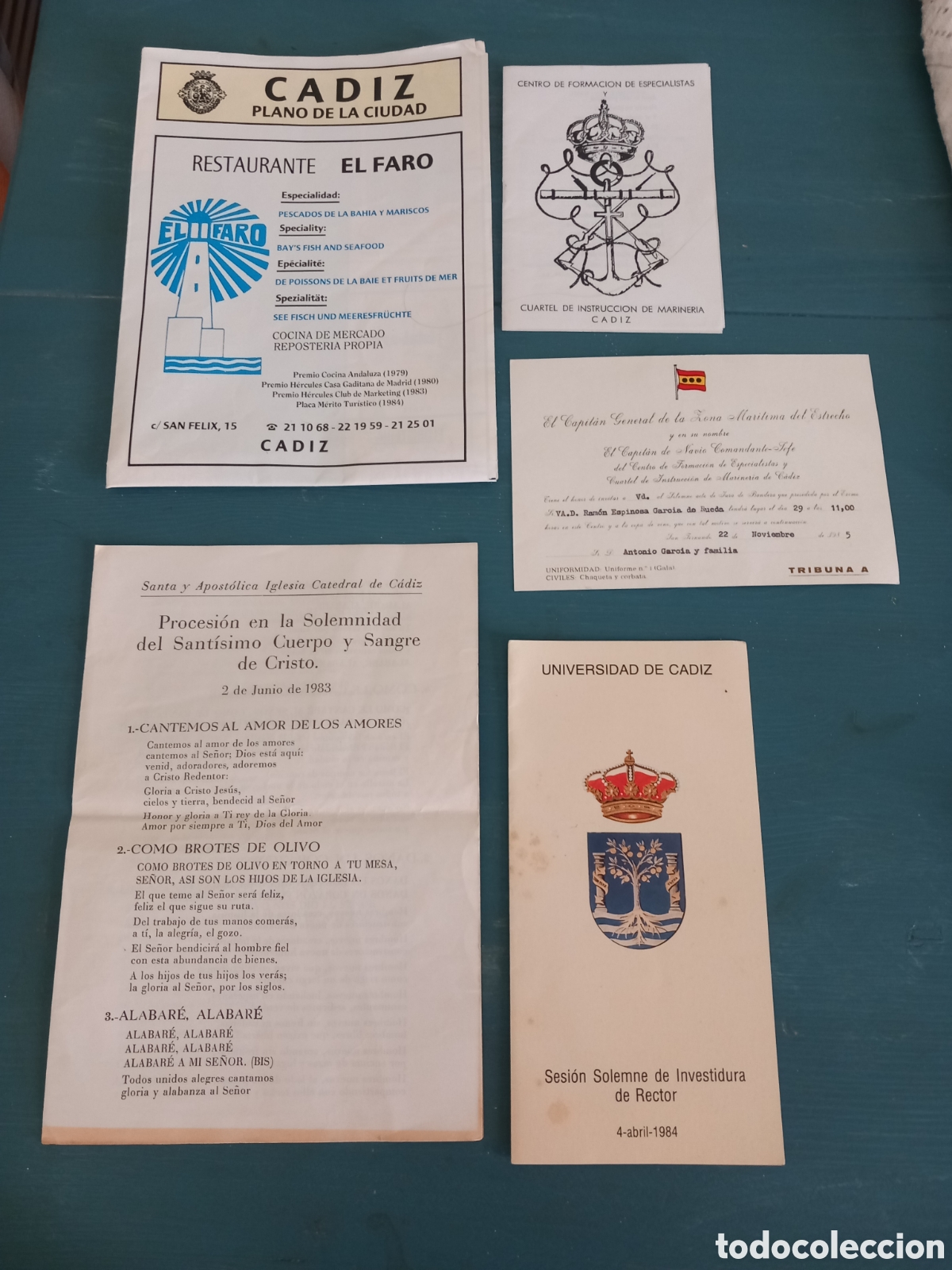 Sammelleidenschaft Andere Papierartikel: Lote Cadiz: Plano de la ciudad, Centro de formaci&oacute;n de especialistas y investidura del rector de la