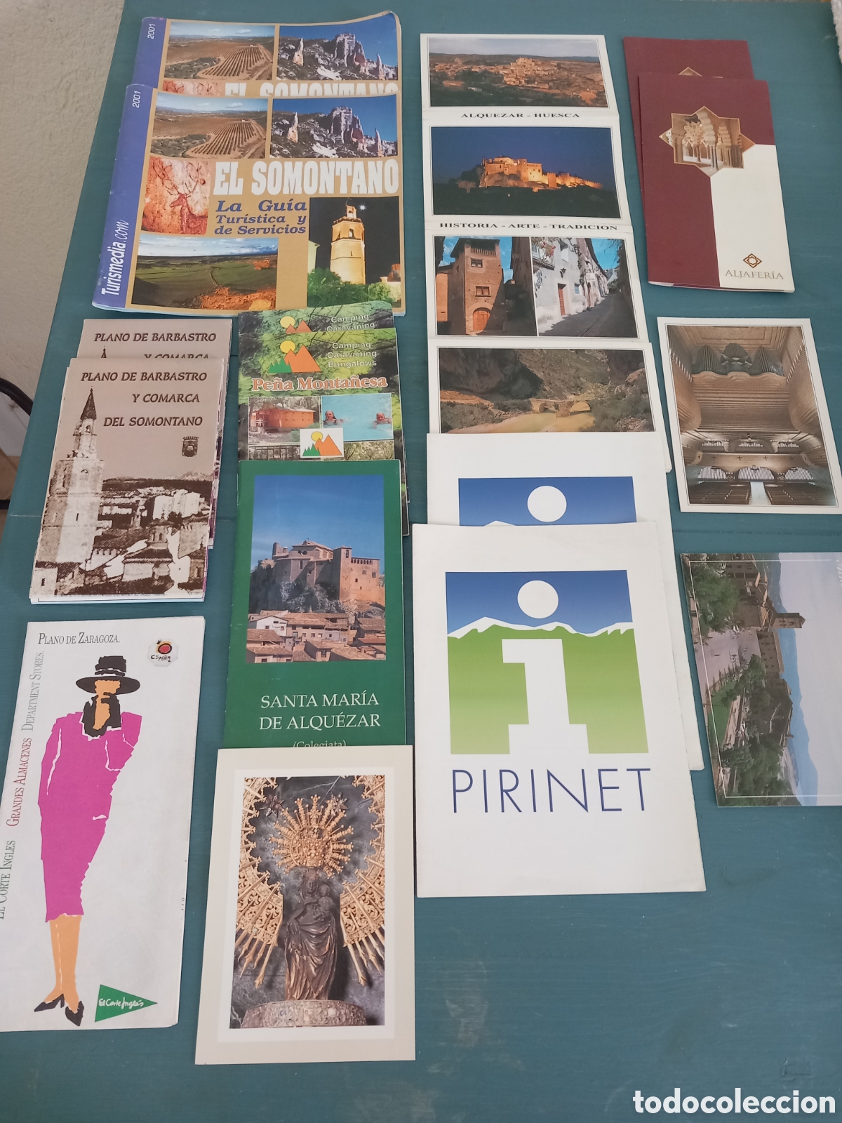 Sammelleidenschaft Andere Papierartikel: Lote Aragon: postales, mapa Zaragoza, mapa Alquezar, folleto palacio isl&aacute;mico, folleto pirineos, gui