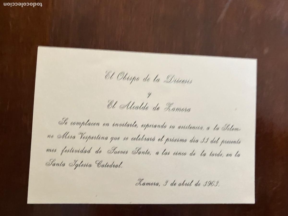 Otros art&iacute;culos de coleccionismo en papel: INVITACI&Oacute;N OBISPO Y ALCALDE ZAMORA MISA JUEVES SANTO 1963 SEMANA SANTA
