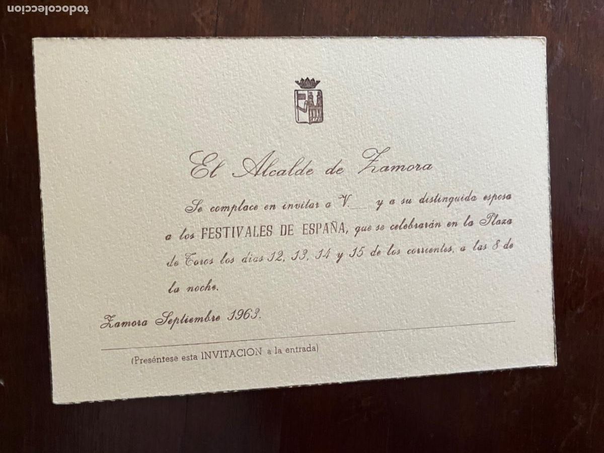Otros art&iacute;culos de coleccionismo en papel: INVITACI&Oacute;N ALCALDE ZAMORA LOS FESTIVALES DE ESPA&Ntilde;A 1963