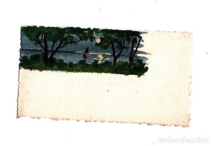 Paper Collecting Others: TARJETA DE VISITA CON PAISAJE ACUARELADO, PINTADO A MANO. M.B. CONNADRE, LOURDES. FRANCIA. C. 1930